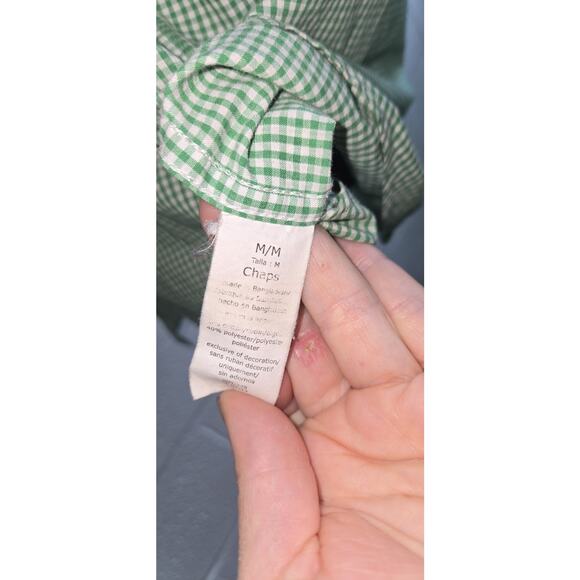 Nice Men's Large Ralph Lauren Chaps Easy Care Green Check Button-Down Medium - Picture 10 of 11